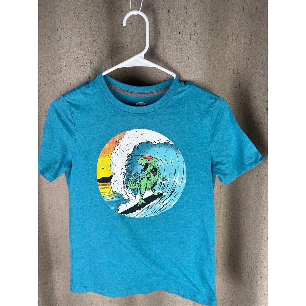 Old Navy Graphic Tee Boys L 10-12 Surfing‎ Dinosaur T-Rex Shirt